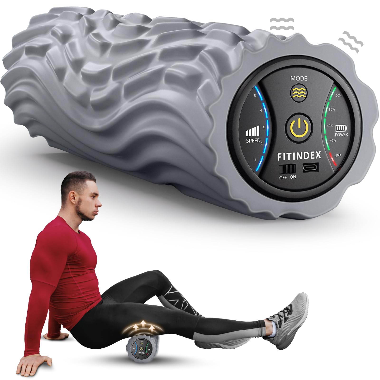 FITINDEX Vibrating Foam Roller for Back Pain
